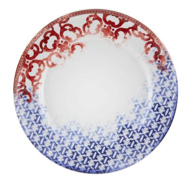 Imagem de Prato Raso Timeless Porcelana Unidade Branco Vermelho e Azul Vista Alegre Atlantis