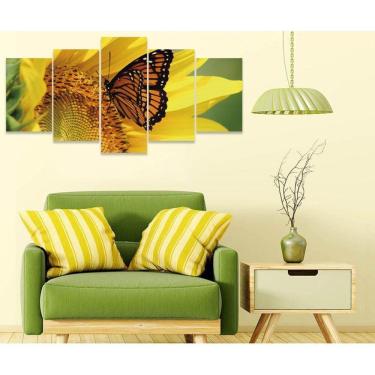 Imagem de Quadro Decorativo Sala Quarto Escritório Borboleta Girassol