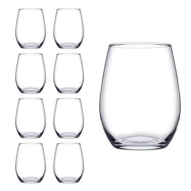 Imagem de Jogo Copo Vidro Redondo Transparente Amber Duravel 440ml 8Un