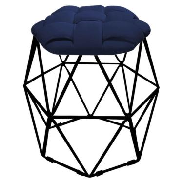 Imagem de Kit 04 Puff Banqueta Luna Nó Preto Corino Azul Marinho