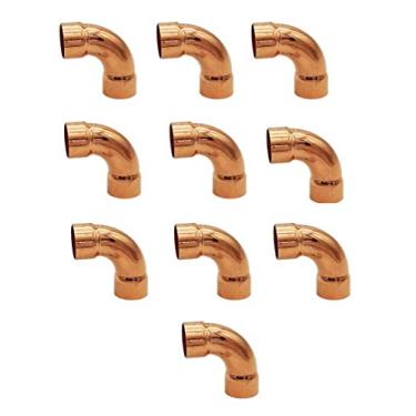 Imagem de Conector de encaixe de cotovelo de 90 graus de cobre de 1/2 polegada para encanamento – 99,9% cobre puro – Pacote com 10
