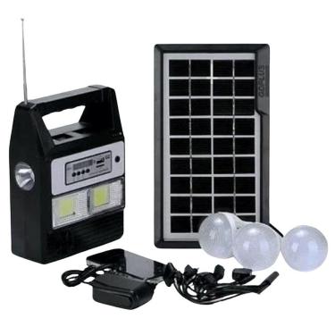 Imagem de Kit Gerador Energia Solar Rádio Bluetooth Placa Solar 3Lamp