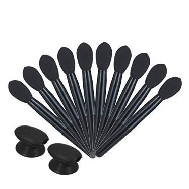 Imagem de Wemay Conjunto de escova labial 10 unidades de silicone para batom pincel aplicador de brilho labial Mini escova de maquiagem para cuidado labial com 2 capa anti-perdida