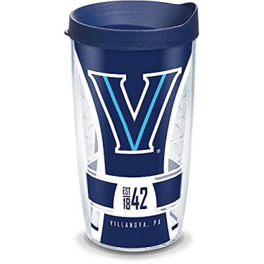 Imagem de Tervis Copo isolado Villanova Wildcats Spirit com envoltório e tampa de viagem azul marinho, 473 g, transparente