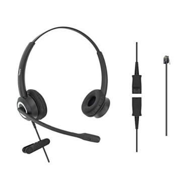 Imagem de Fone de ouvido DailyHeadset RJ9 com fio para escritório, cancelamento de ruído, Preto, Duo for MITEL Nortel Polycom Shoretel