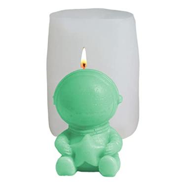 Imagem de vela astronauta - moldes silicone forma pequena para resina epóxi - moldes fondant temáticos espaço 3D para decoração bolos, vela para fabricação velas, artesanato Kot-au