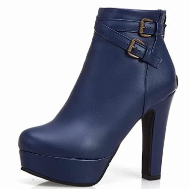 Imagem de Bota feminina bico fino botas de tornozelo sapatos de casamento com salto grosso bloco grosso salto alto cano baixo botas femininas