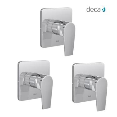 Imagem de Kit 3 Acabamento Monocomando Para Chuveiro Level Alta E Baixa Pressão 4993 Cromado Deca