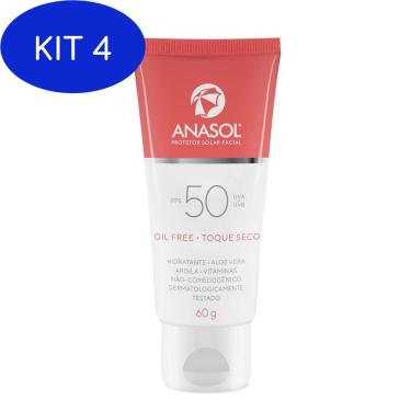 Imagem de Kit 4 Anasol Fps 50 Protetor Facial Toque Seco Com Argila