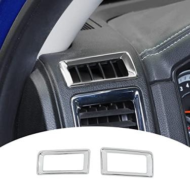 Imagem de SQQP Console central de ar condicionado saída acabamento ABS 2 peças para Dodge Ram 2010-2017 (cromado