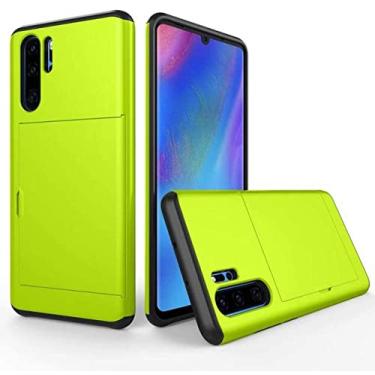 Imagem de Para Huawei P30 Pro Case Hard Armor Phone Case Para Huawei P30 Pro Carteira Porta Cartão de Crédito Slide Protect Cover Para P30, Verde, Para Huawei P30