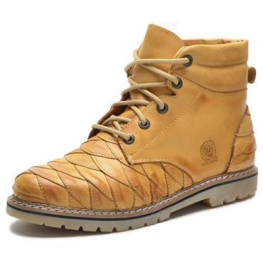 Imagem de Bota Coturno Adventure Masculino Em Couro Escamado Bege Cla-Cle