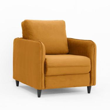 Imagem de Poltrona em Veludo Orquídea CabeCasa MadeiraMadeira Amarelo