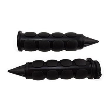 Imagem de TESWNE Alça de guidão de borracha de alumínio para motocicleta de 2,54 cm/25 mm Cabe em barras de apoio Suzuki Kawasaki Yamaha Honda (Preto)