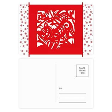 Imagem de Cortado em papel Tigre Animal China Zodíaco Natal Flor Celebração Cartão postal Bênção