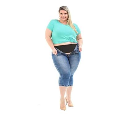 calça jeans com cinta embutida plus size