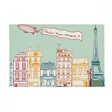 Imagem de DIYthinker Paris Airship Tapete para porta de banheiro com desenho de linha de marca da França Tapete antiderrapante