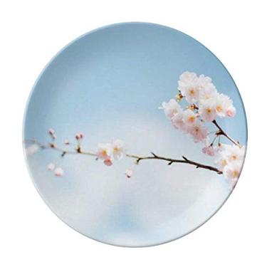 Imagem de Prato de flor de ameixa azul céu nuvens decoração de porcelana salver louça louça jantar