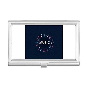 Imagem de Porta-cartões de visita com notas musicais em formato redondo azul vermelho