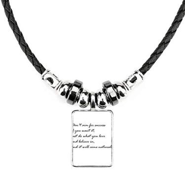 Imagem de Don't Mim for Success If You Want It Colar Joias Torque Pingente de corda de couro