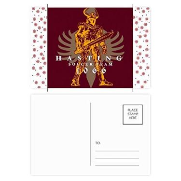 Imagem de Cartão postal para celebração de flores de Natal e Natal com tema de guerreiro da Idade Média Cultura Valente Sabre Guerreiro