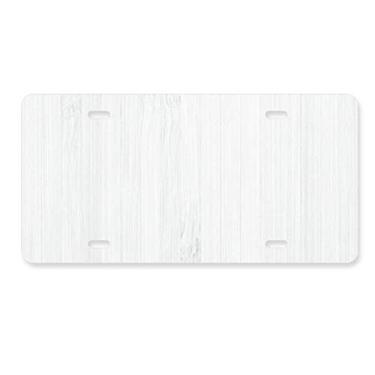 Imagem de DIYthinker Placa de licença de madeira branca com estampa de veias de fundo para decoração de carro, acessório de aço inoxidável