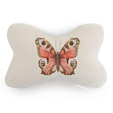 Imagem de DIYthinker Almofada para apoio de cabeça com borboleta rosa em pintura a óleo para decoração de pescoço para carro