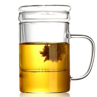 Imagem de PAYNAN Caneca de chá de vidro criativo de 400 ml com filtro de leite e café da manhã, caneca de café, canecas de chá e bebidas