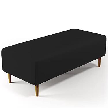 Imagem de Puff Decorativo Sala de Estar Bali W01 Pés Palito 120x50 cm Corano Preto - Lyam Decor