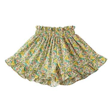 Imagem de Shorts para bebês meninas shorts padrão floral verão ao ar livre casual moda shorts esportivos com cordão (amarelo, 12-18 meses)