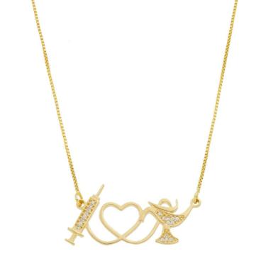 Imagem de Colar Seringa Enfermagem Enfermeira Zircônias Em Banhado