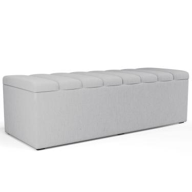 Imagem de Calçadeira Recamier Baú Para Cama De Casal King Dália 195x50 cm W01 Linho Cinza - Lyam