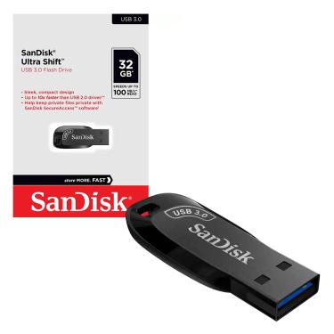Imagem de PenDrive 32GB SanDisk Ultra Shift, USB 3.0, Leitura 100MB/s - SDCZ410-032G-G46