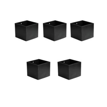 Imagem de 5 Vasos Cachepot Quadrado Preto Cubo Plástico Decorativo Plantas Utensilios Versátil Portátil Casa