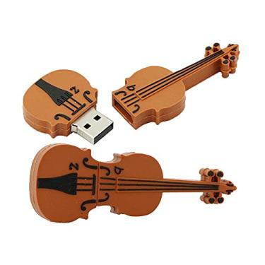 Imagem de Pen Drive USB em forma de violino de 64 GB, pen drive USB, pen drive, pen drive, pen drive, pen drive, pen drive, pen drive, armazenamento externo, memória flash, armazenamento USB (marrom)