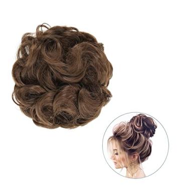 Imagem de Mulheres Bun Scrunchies 1 pçs ao redor no cabelo rabo de cavalo rosquinha coque acessórios de cabelo para mulheres sintético bagunçado cacheado ondulado chignon com envoltório de elástico Pão (Color
