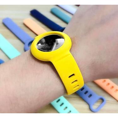 Imagem de Pulseiras infantis para AirTag, pulseira trançada de náilon com suporte de rastreador GPS para Apple Air Tag, alça ajustável antiperda para relógio de segurança infantil (Vermelha)