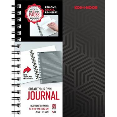 Imagem de Koh-I-Noor Crie seu próprio diário com modelo de linha, bloco de papel branco brilhante com páginas para dentro e fora, 31,8 kg/114 g/m², 17 x 25,4 cm, 65 folhas por bloco (1701006113)