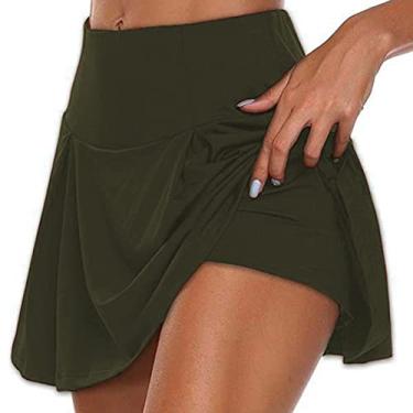 Imagem de Saia de Treino Feminina, Shorts Falsos de Cintura Alta Elegantes de Poliéster de 2 Peças Oferece Proteção Extra Saia de Tênis Feminina Com Shorts para Casa No Verão (XL)