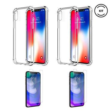 Imagem de Kit 2x Capinhas Case Anti Impacto Shock iPhone XS (tela 5,8) + 2x Películas de Vidro Temperado Case Friendly