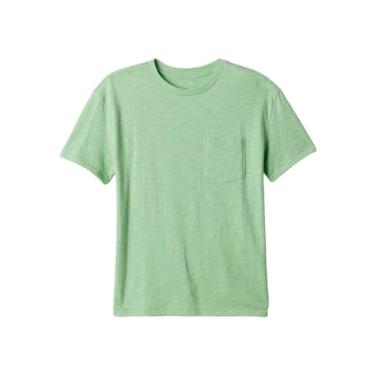 Imagem de GAP Camiseta de gola redonda com bolso para meninos, Verde prado, M