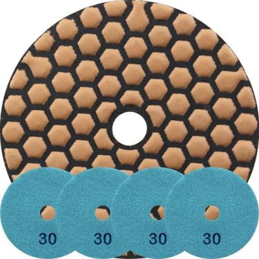 Imagem de Kit 6 Disco Lixa Polimento A Seco Mármore 10cm Grão 30