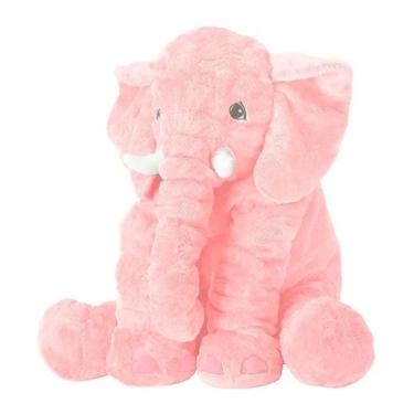 Imagem de Almofada de pelúcia em forma de elefante rosa 50x20cm