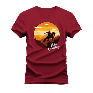 Imagem de Camiseta Plus Size Estampada Algodão Confortável T-Shirt Vida Country Montanhas-Unissex