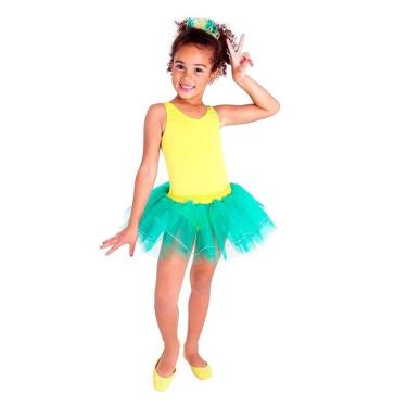 Imagem de Fantasia Bailarina Infantil Brasileirinha Copa do Mundo