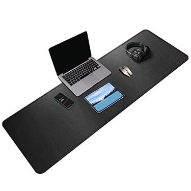 Imagem de ZORESYN Mouse pads 3GG mais longos (140 cm x 39,9 cm) - couro PU estendido grande mouse mouse pad para jogos - base antiderrapante e teclado de mesa à prova d'água tapete estendido para mouse (preto, 3GG longo)