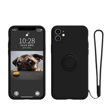 Imagem de Capa de suporte de telefone com anel de silicone líquido para Samsung Galaxy S23 Ultra Plus S22 S21 FE S10 S10E S8 S9 Plus Capa protetora, preta, para S21Plus