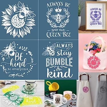 Imagem de Alinacutle Estêncil de serigrafia com padrão de abelha, impressão de tela de seda autoadesiva reutilizável, sentimentos de abelha para decoração de casa/impressão em