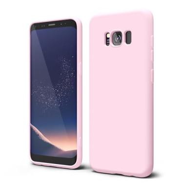 Imagem de oakxco Capa de telefone projetada para Samsung Galaxy S8, capa de silicone líquido, capa de gel suave e fina de borracha macia TPU para mulheres e meninas, proteção sólida fosca e à prova de choque, rosa rosa claro