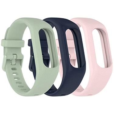 Imagem de Gheper Pulseiras de silicone macio compatíveis com Garmin Vivosmart 5 pulseiras de substituição com fecho de relógio de metal seguro pulseira pulseiras pulseiras para mulheres e homens, pacote com 3,